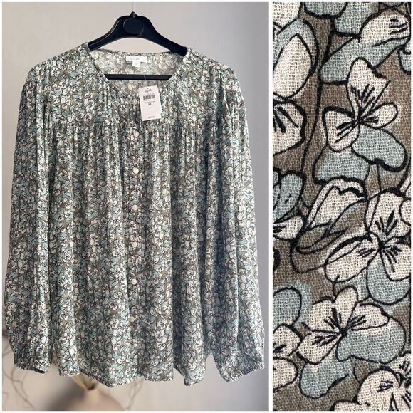 J. Jill Floral Blouse Shirt Voluminous Wide Sleeve NWT Medium - Picture 1 of 6